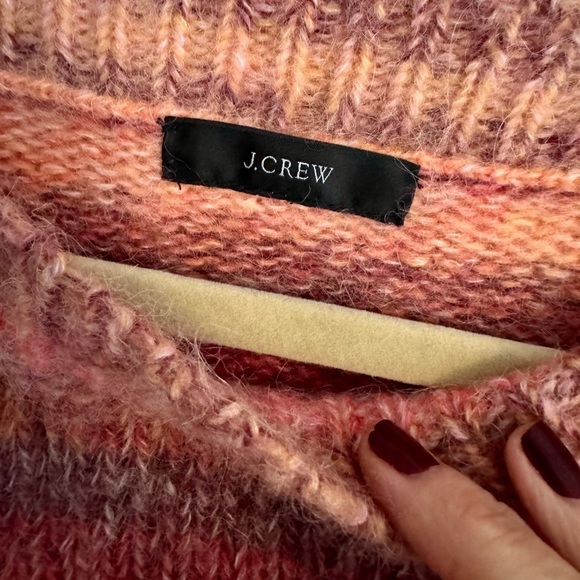 New J Crew Merino Wool Sweater Striped Crewneck Cropped Pullover Multi Cozy XS - Picture 4 of 9